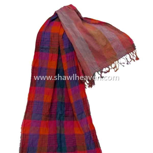 Designer check with stripes reversible scarf